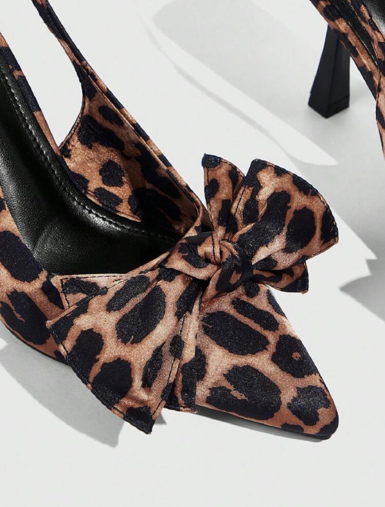Satin Sheen Leopard Print Slingback Heels