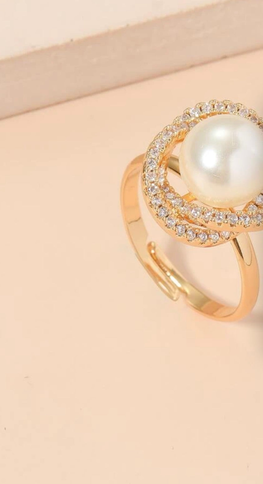 Gold Pearl & Diamanté Nest Ring
