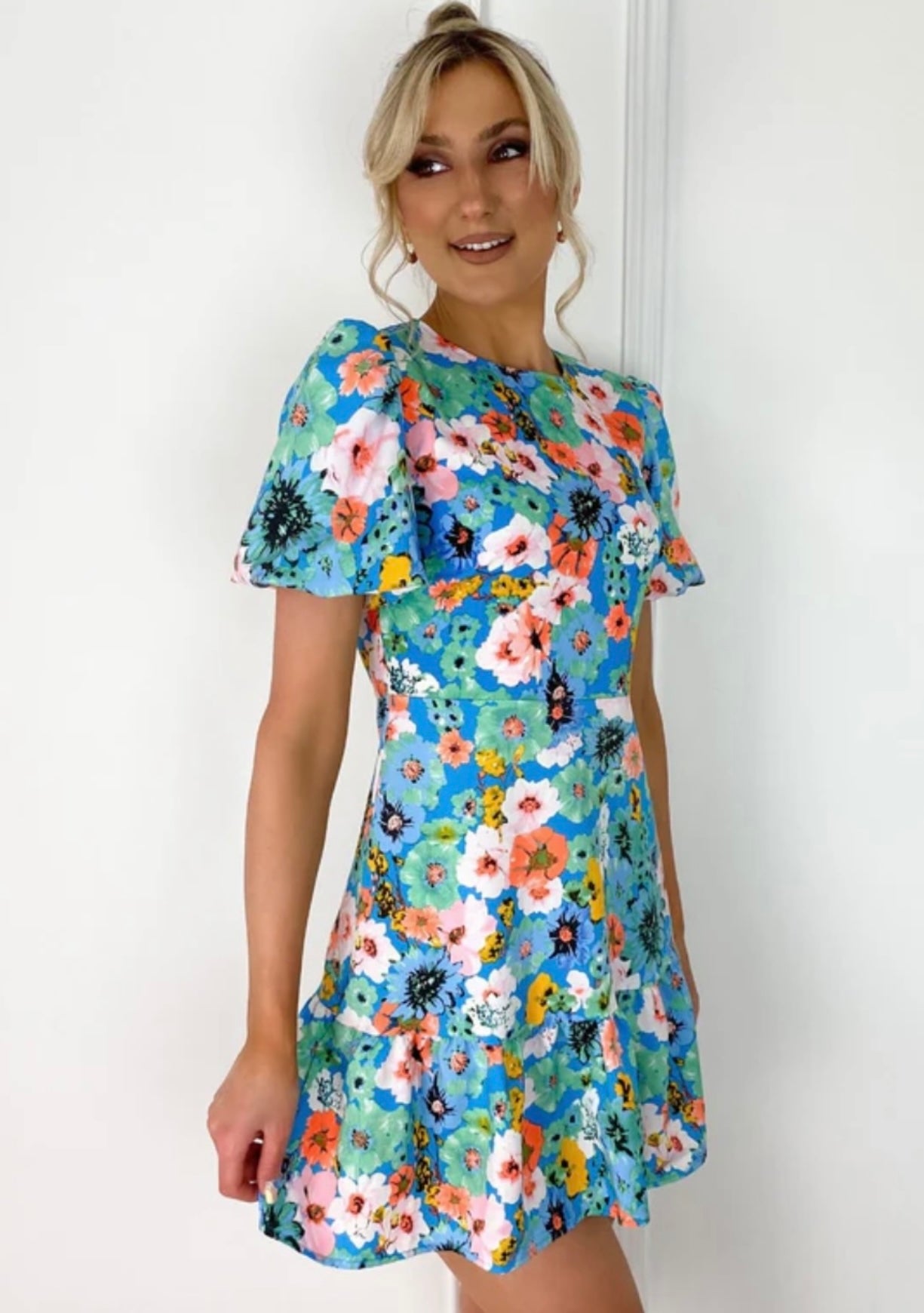 Lucia Mulitcoloured Floral Mini Dress (size 10,12,14)
