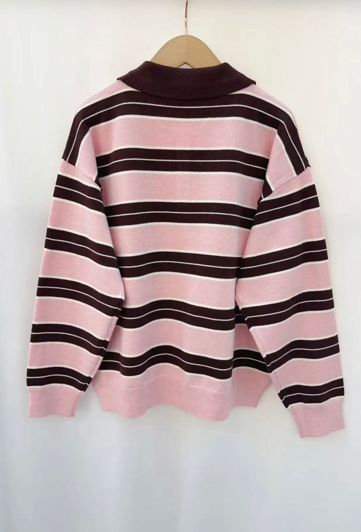 Elsie Pink & Brown Collared Jumper (one size 12-18)