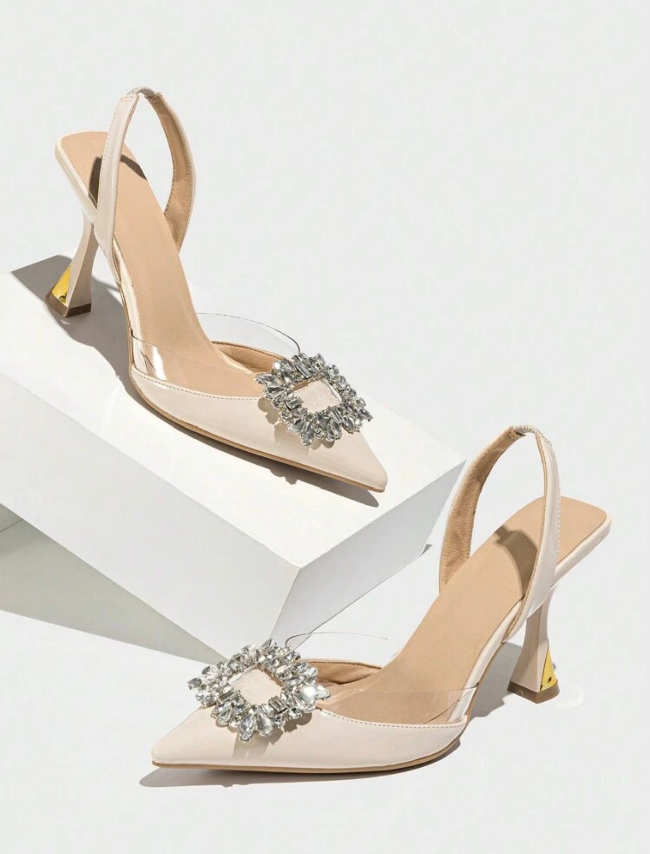 Ivory Patent Slingback Heels