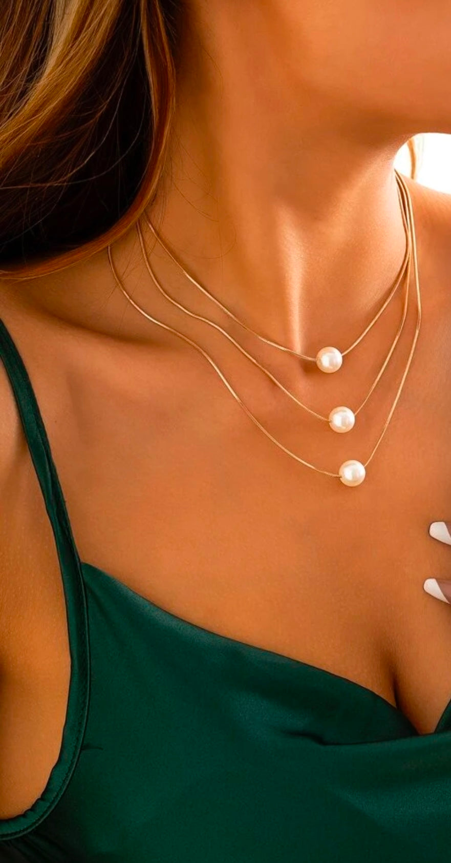 Pearl Gold 3 Tier Necklace