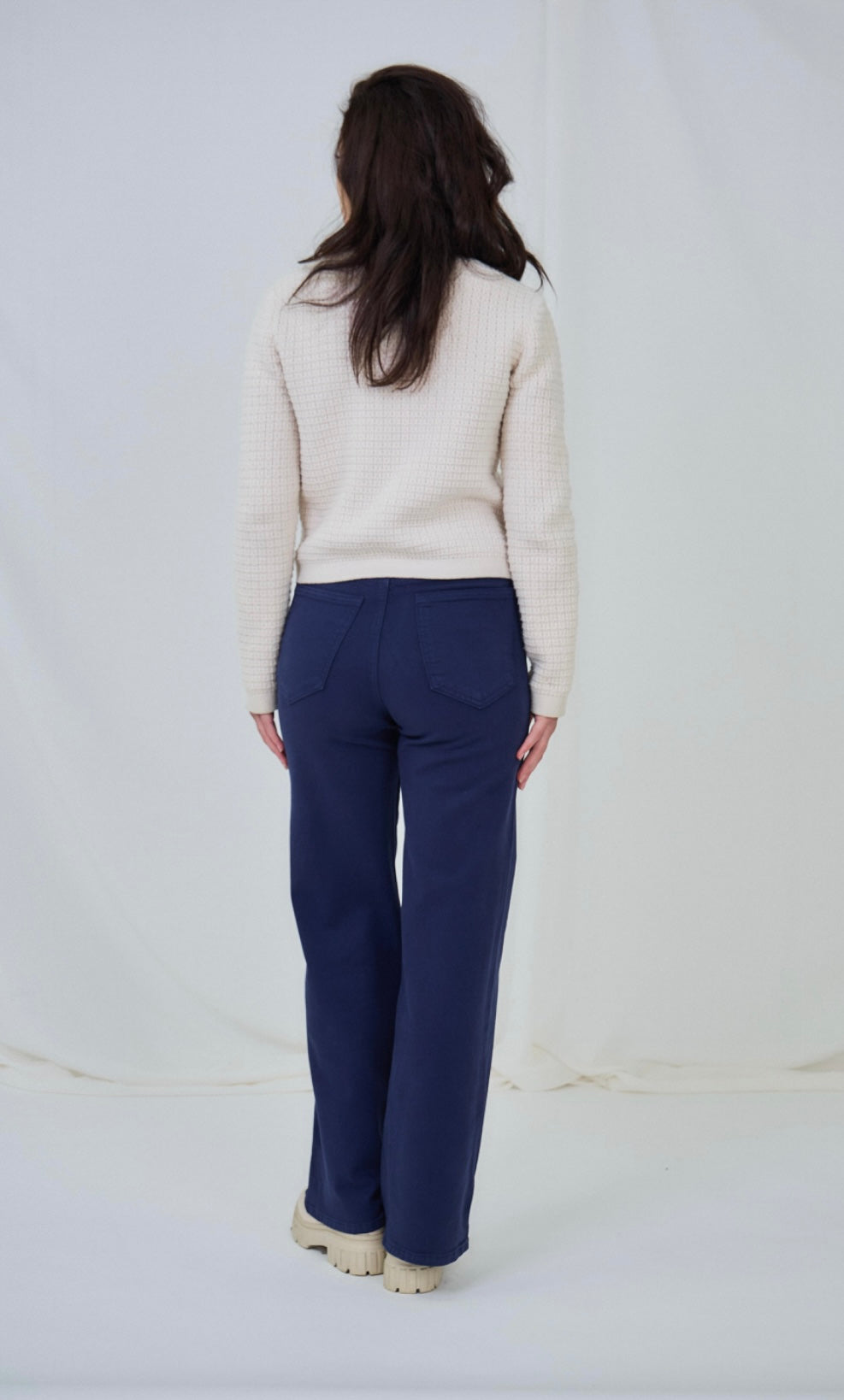 Navy Wide Leg Jeans