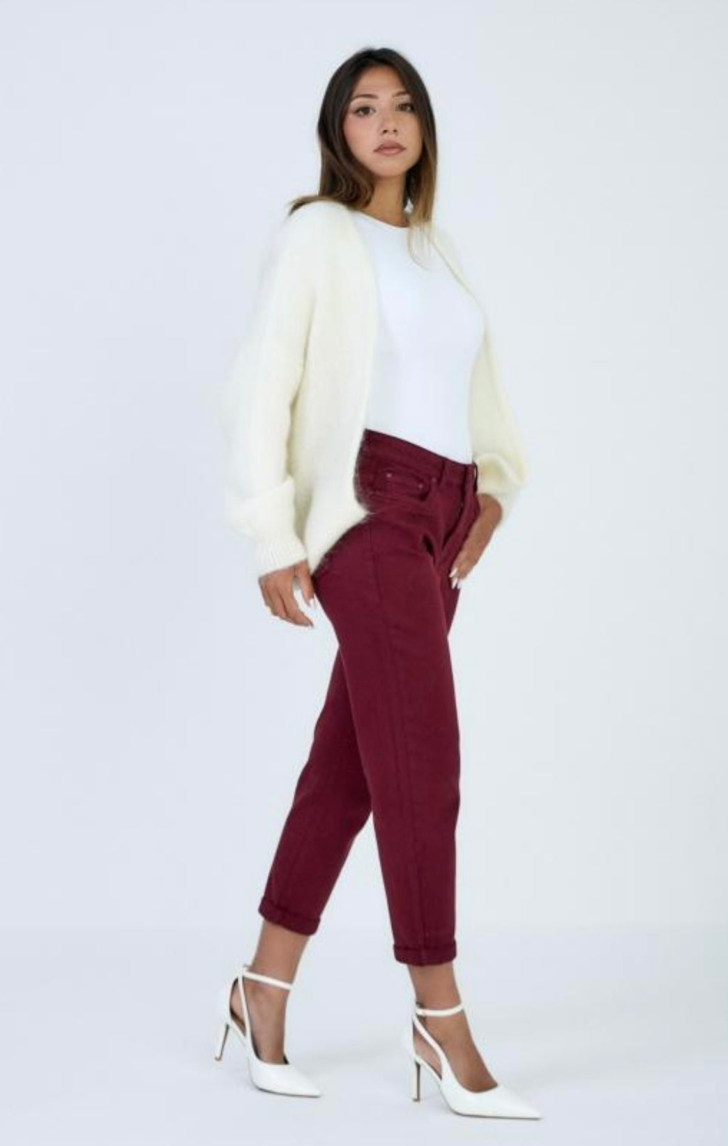 Burgundy Mom Jeans