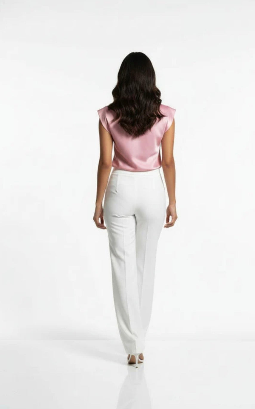 Pink Satin Cowl Neck Top (one size 8-12)