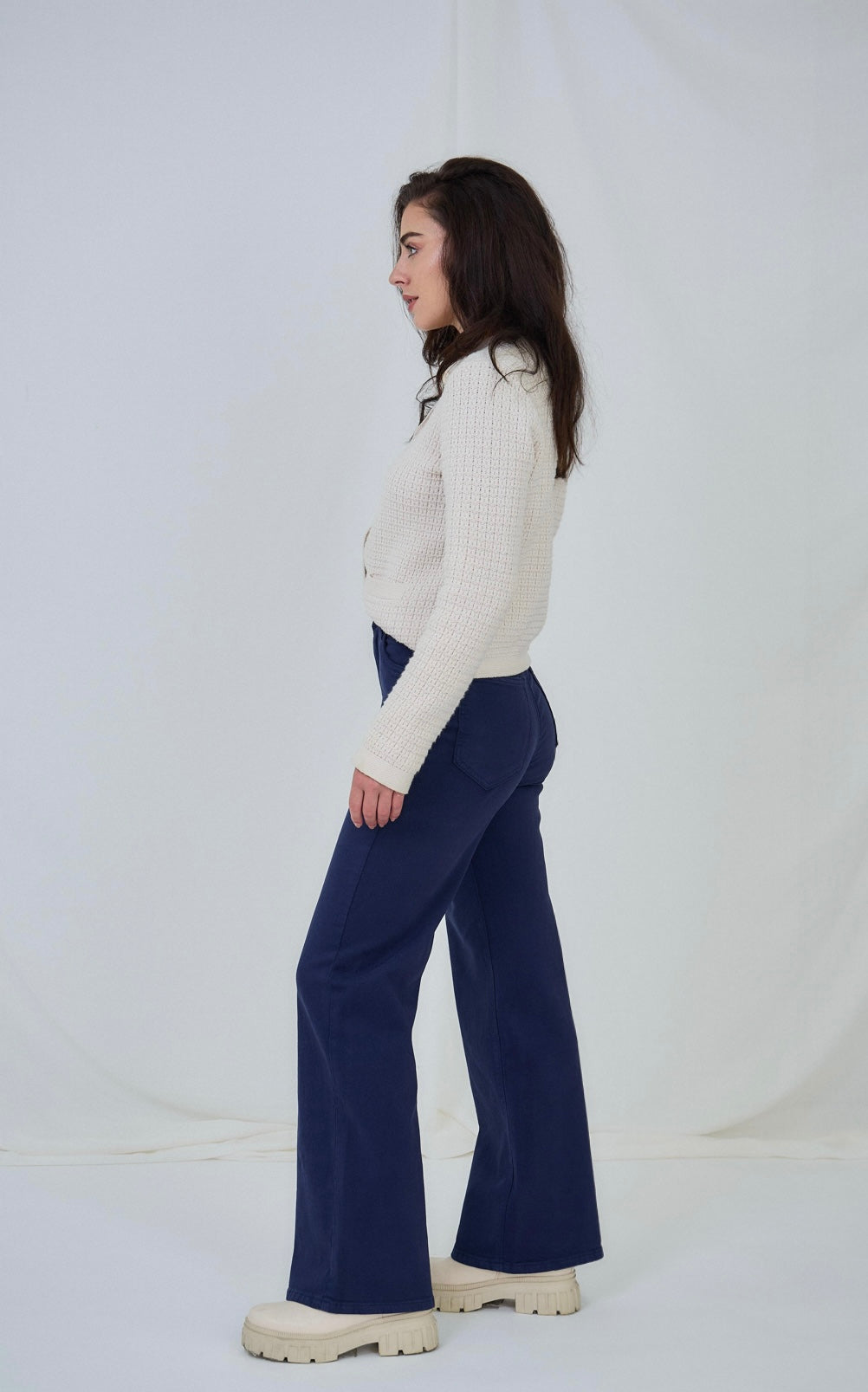 Navy Wide Leg Jeans