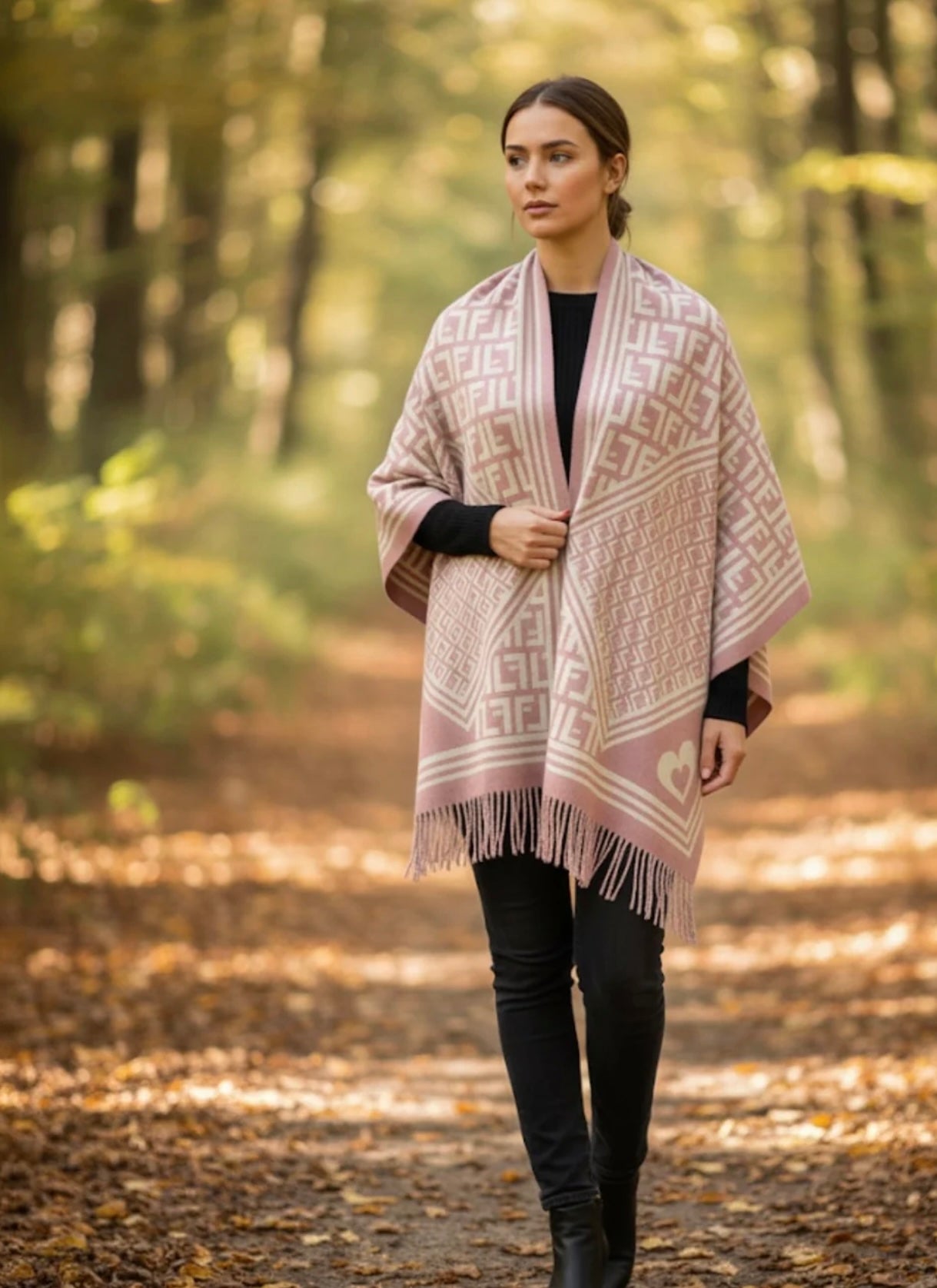 Pink Monogram Print Scarf