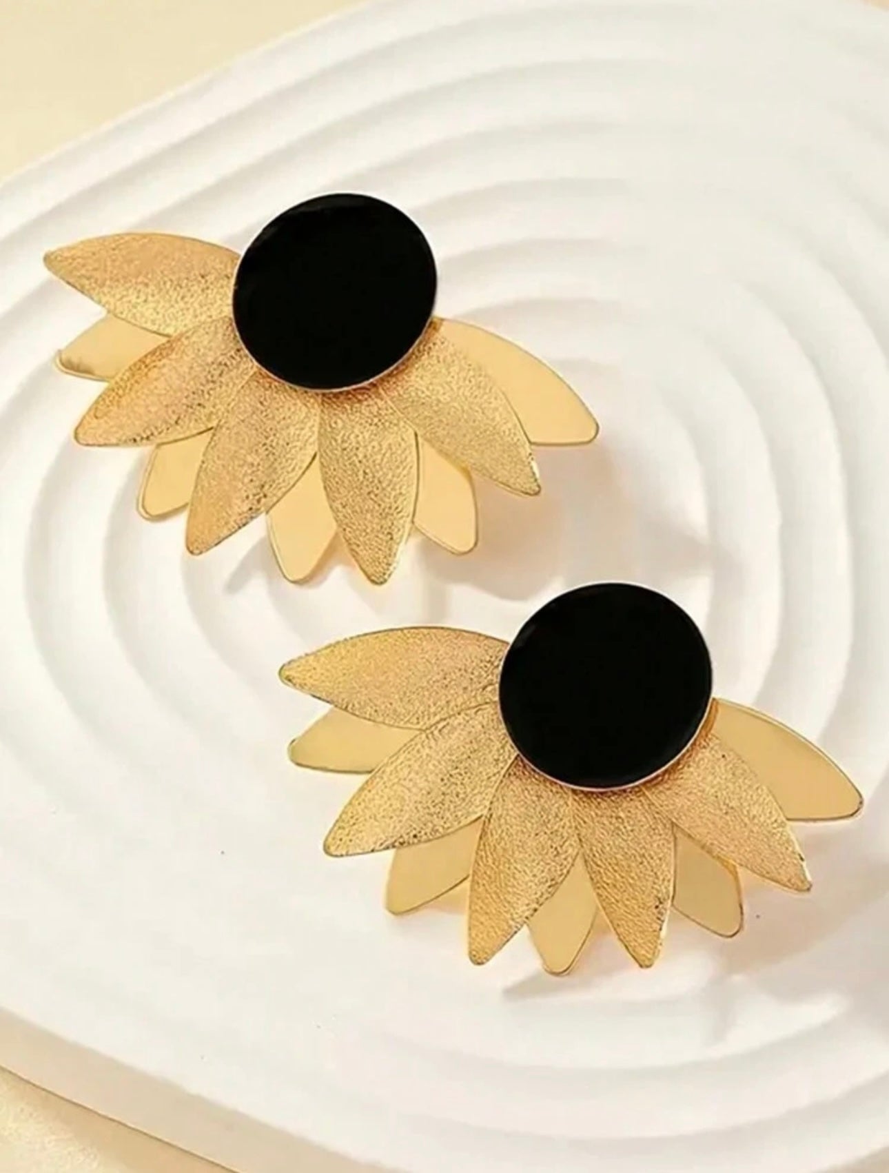 Black & Gold Half Moon Earrings