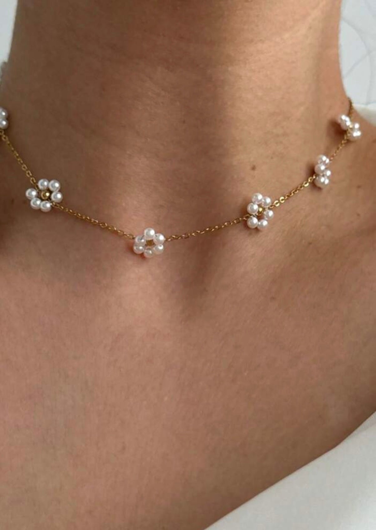 2 Piece Daisy Pearl Necklace & Bracelet