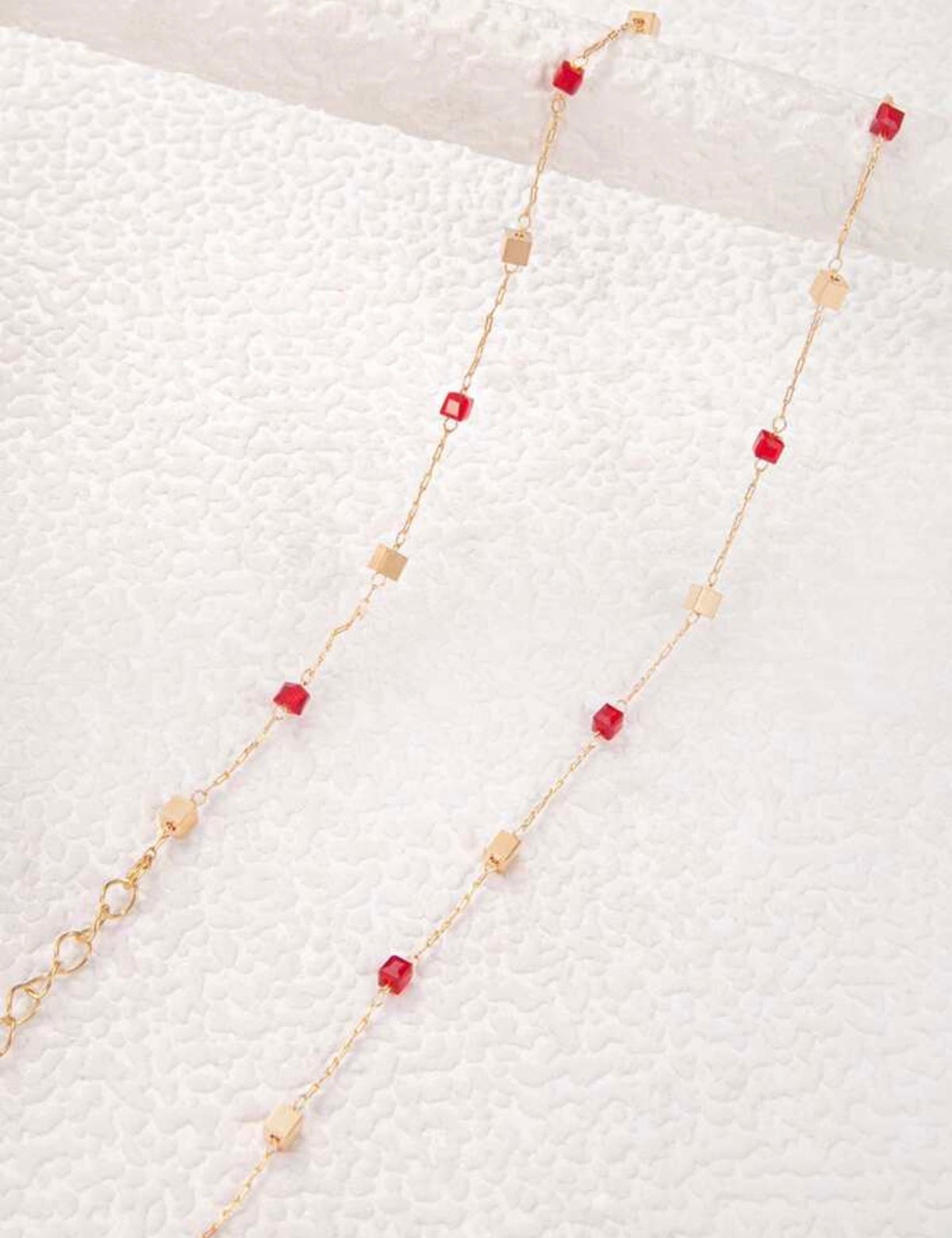 Red & Gold Square Detail Necklace