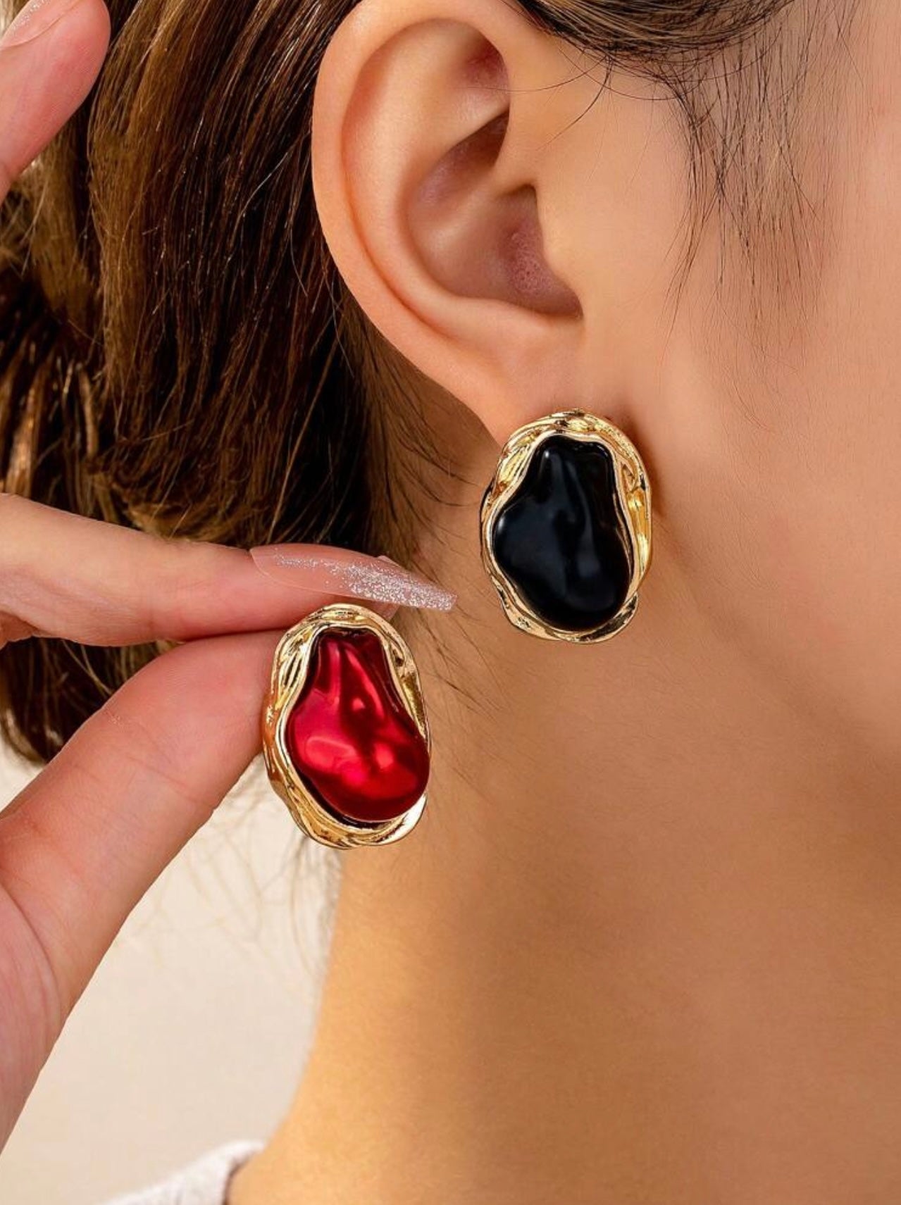 Black & Gold Irregular Shape Earrings