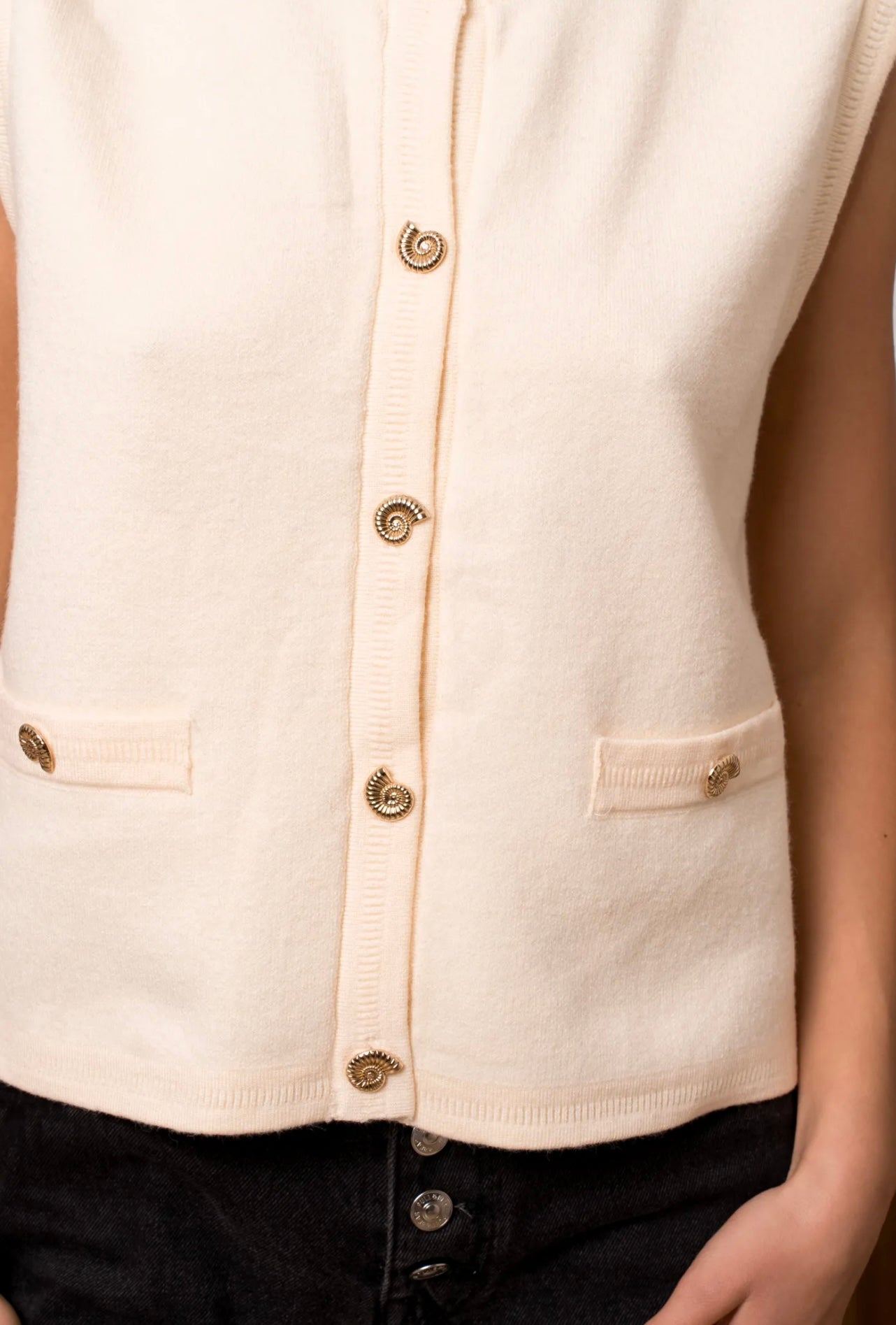 Cream Waistcoat With Statement Buttons