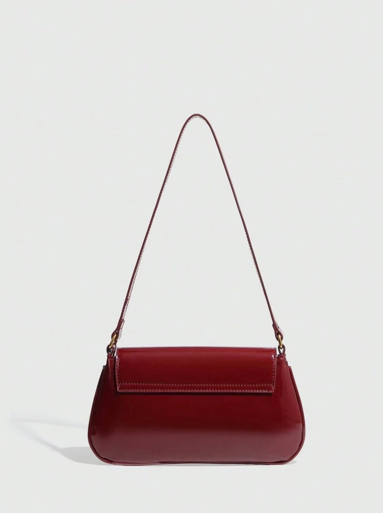 Burgundy Patent Bag With Gold Buckle Detail