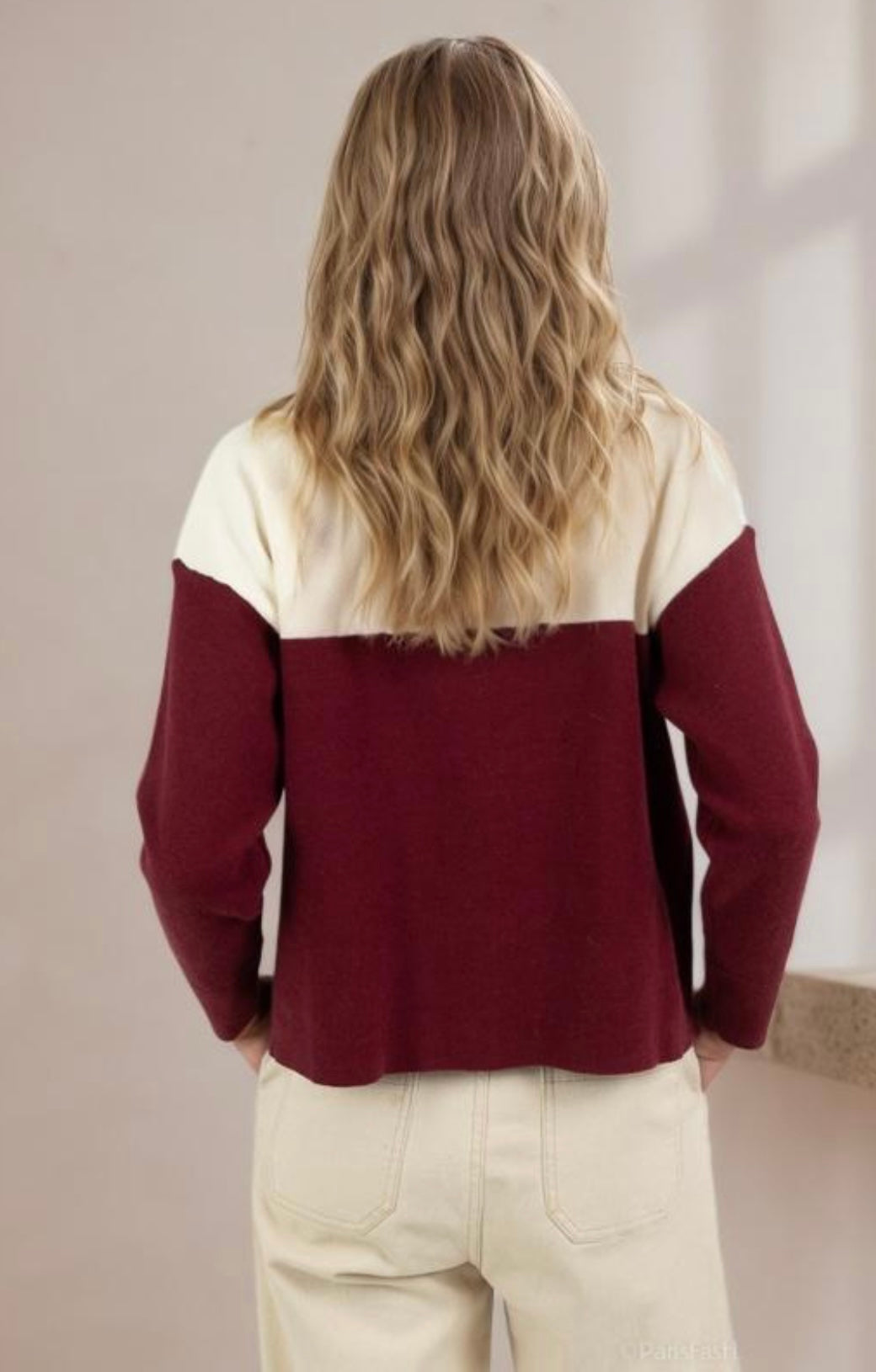 Burgundy & Cream Knit