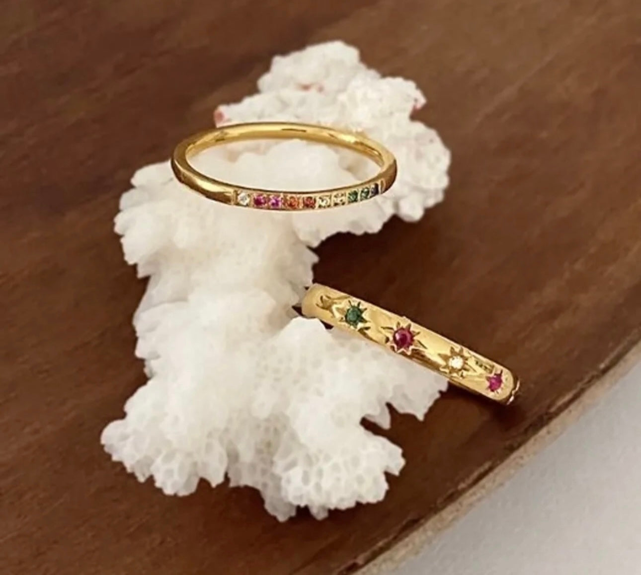 Celestial Gold Coloured Diamond 2 Piece Ring Set