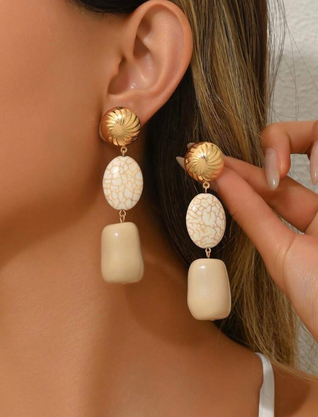Natural Gold Statement Earrings