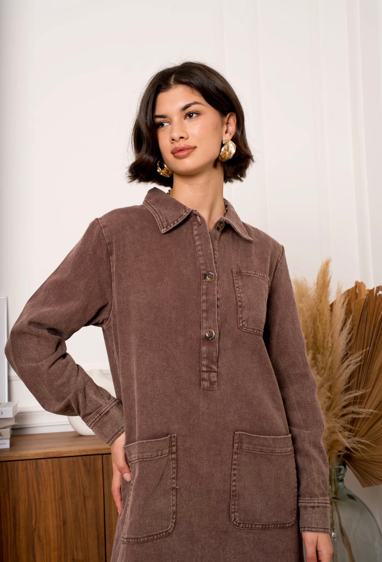 Brown Denim Dress