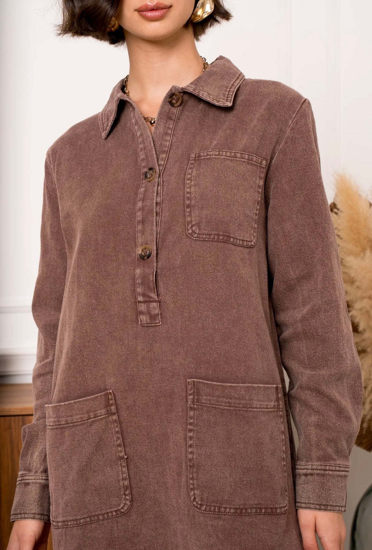 Brown Denim Dress