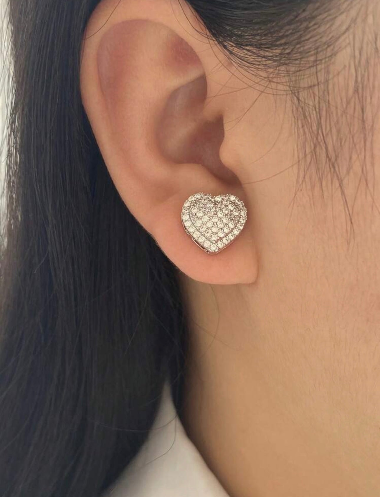 Silver Diamanté Heart Earrings