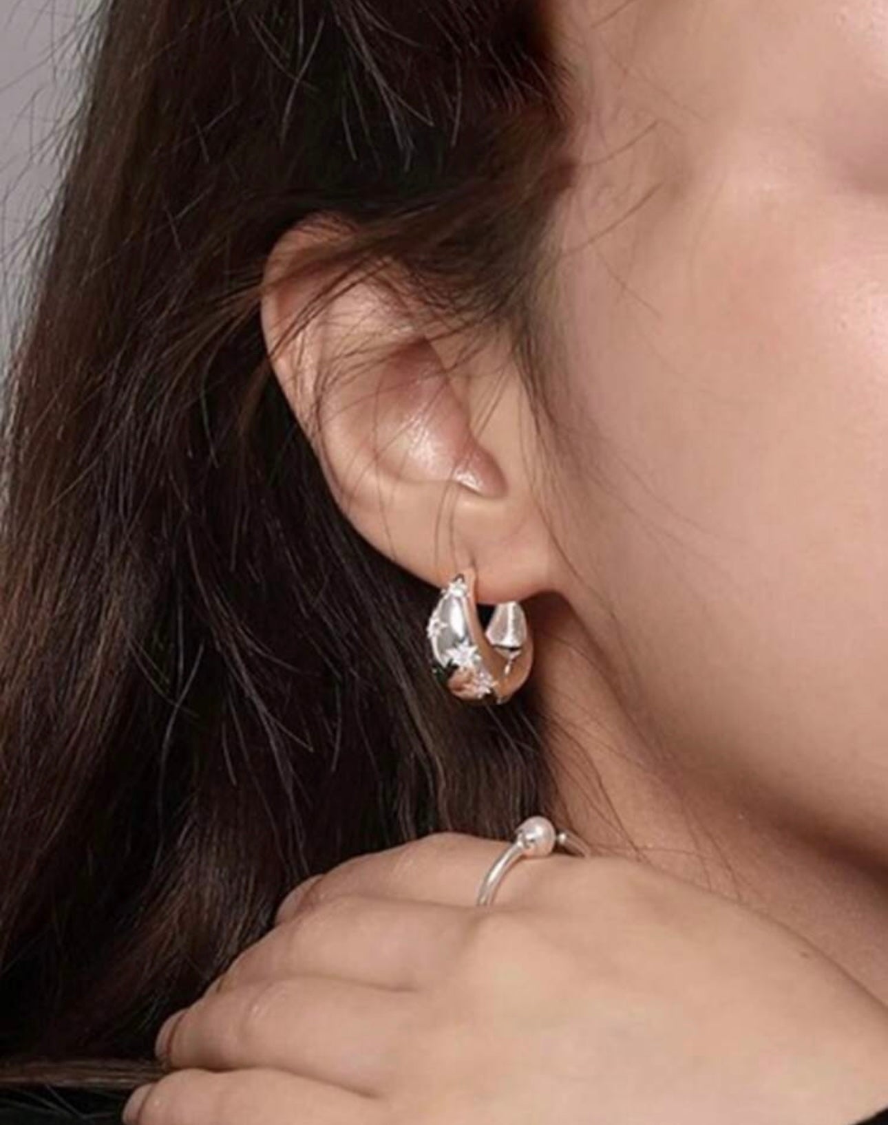 Diamanté Celestial Hoops Silver