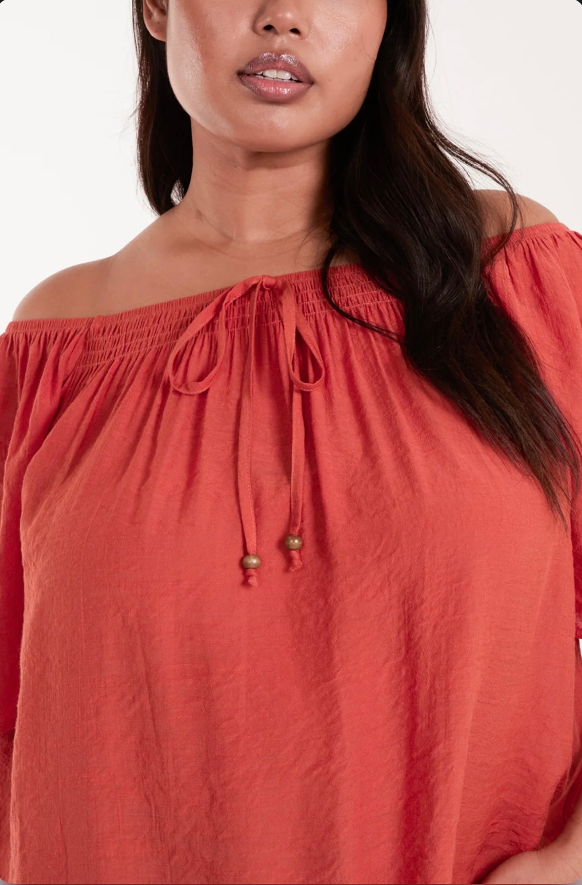 Curve Burnt Orange Bardot Top (size 18,20,22,24)