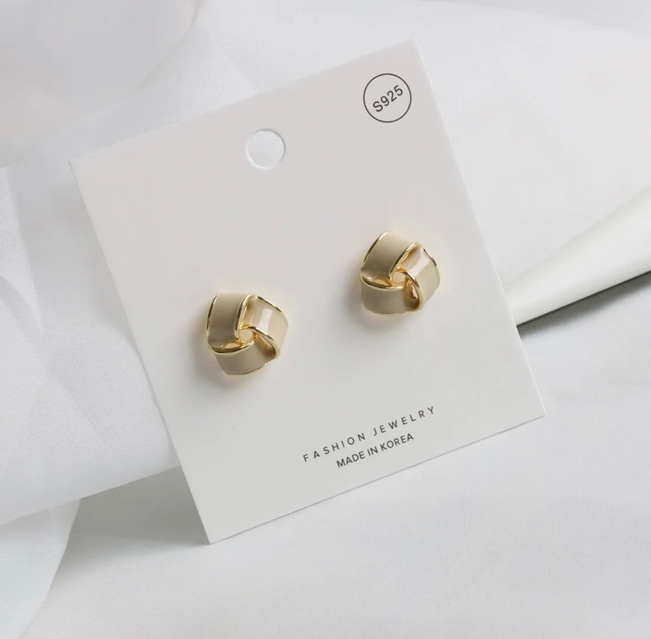 Cream & Gold Swirl Studs