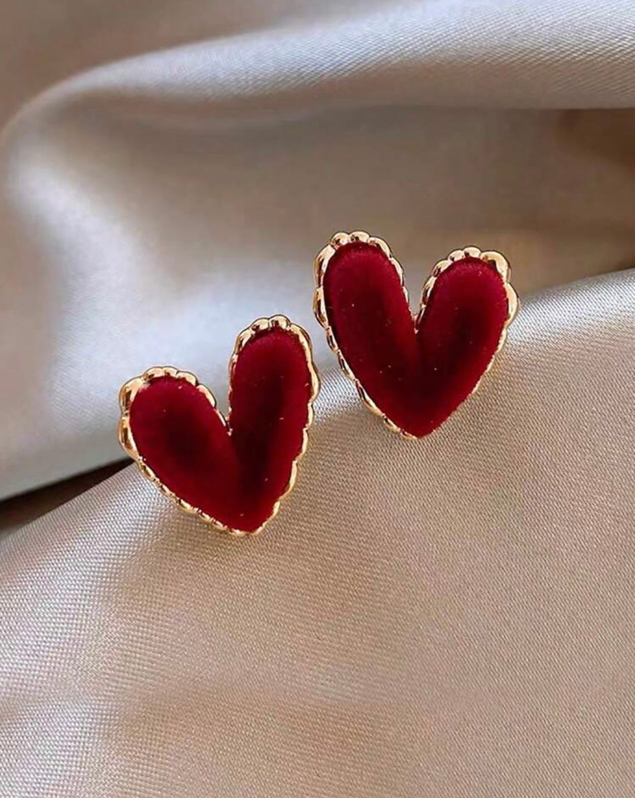 Red Velvet Heart Earrings
