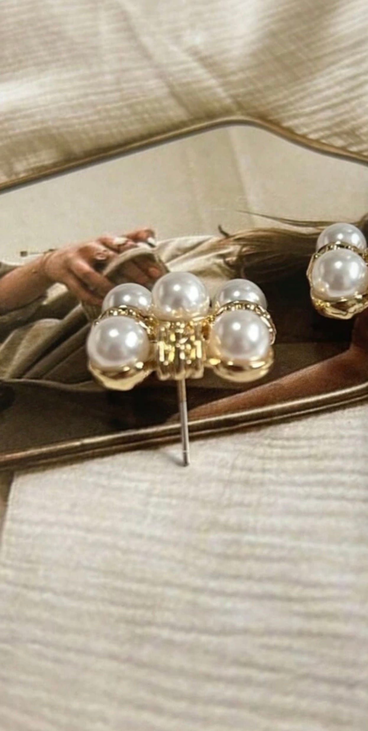 Pearl Square Gold Earrings