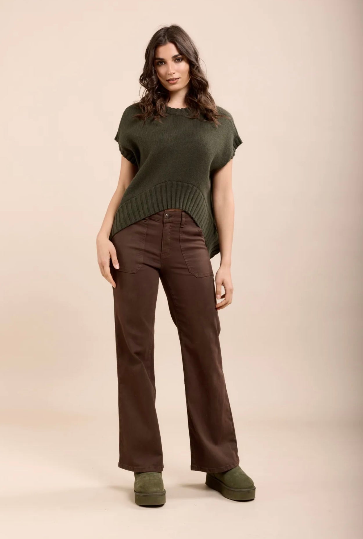 Toxik Brown Wide Leg Jeans