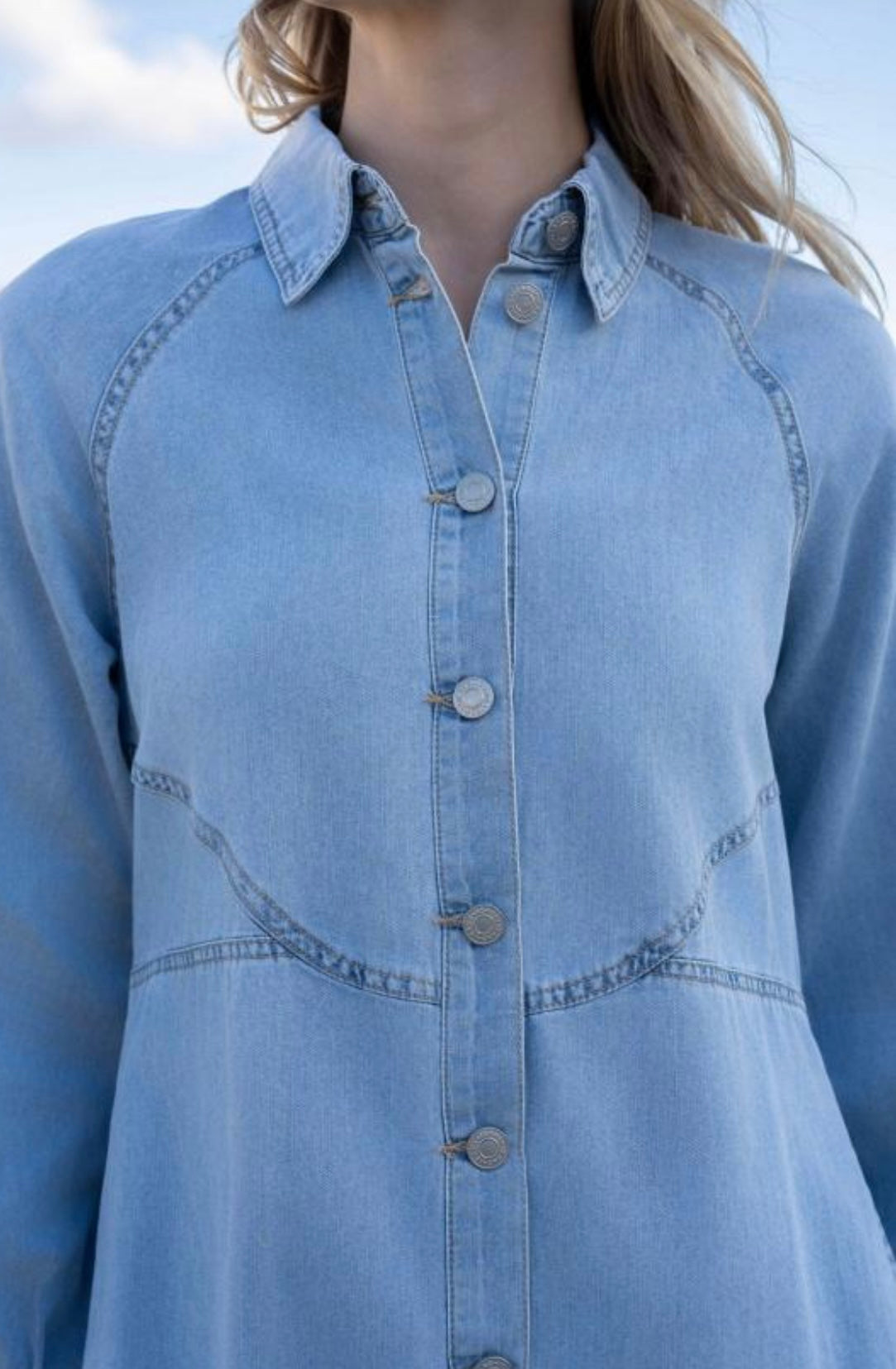 Kimmy Light Wash Long Sleeve Denim Dress