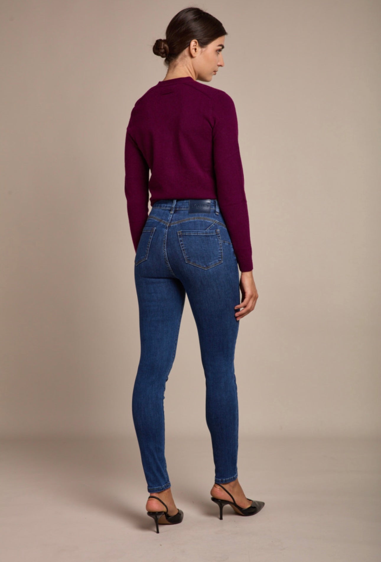 Tia Toxik Gold Buckle Detail Push Up Mid Wash Jeans