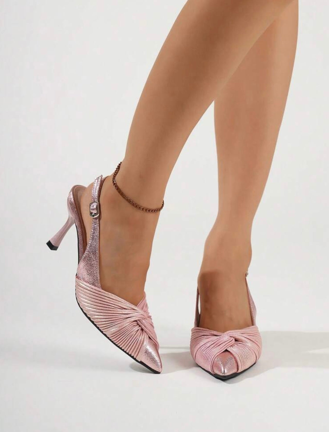 Primrose Metallic Pink Slingback Heels