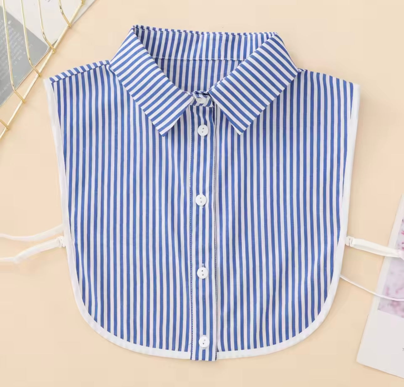 #2 Blue Pinstripe False Collar