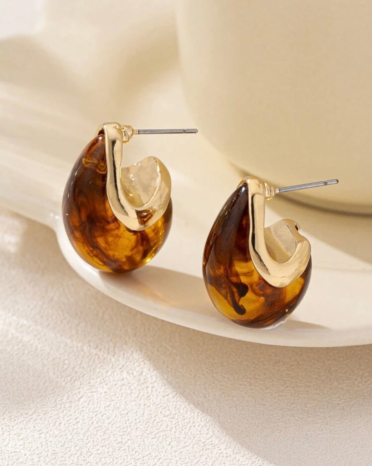 Gold & Brown Crystal Earrings