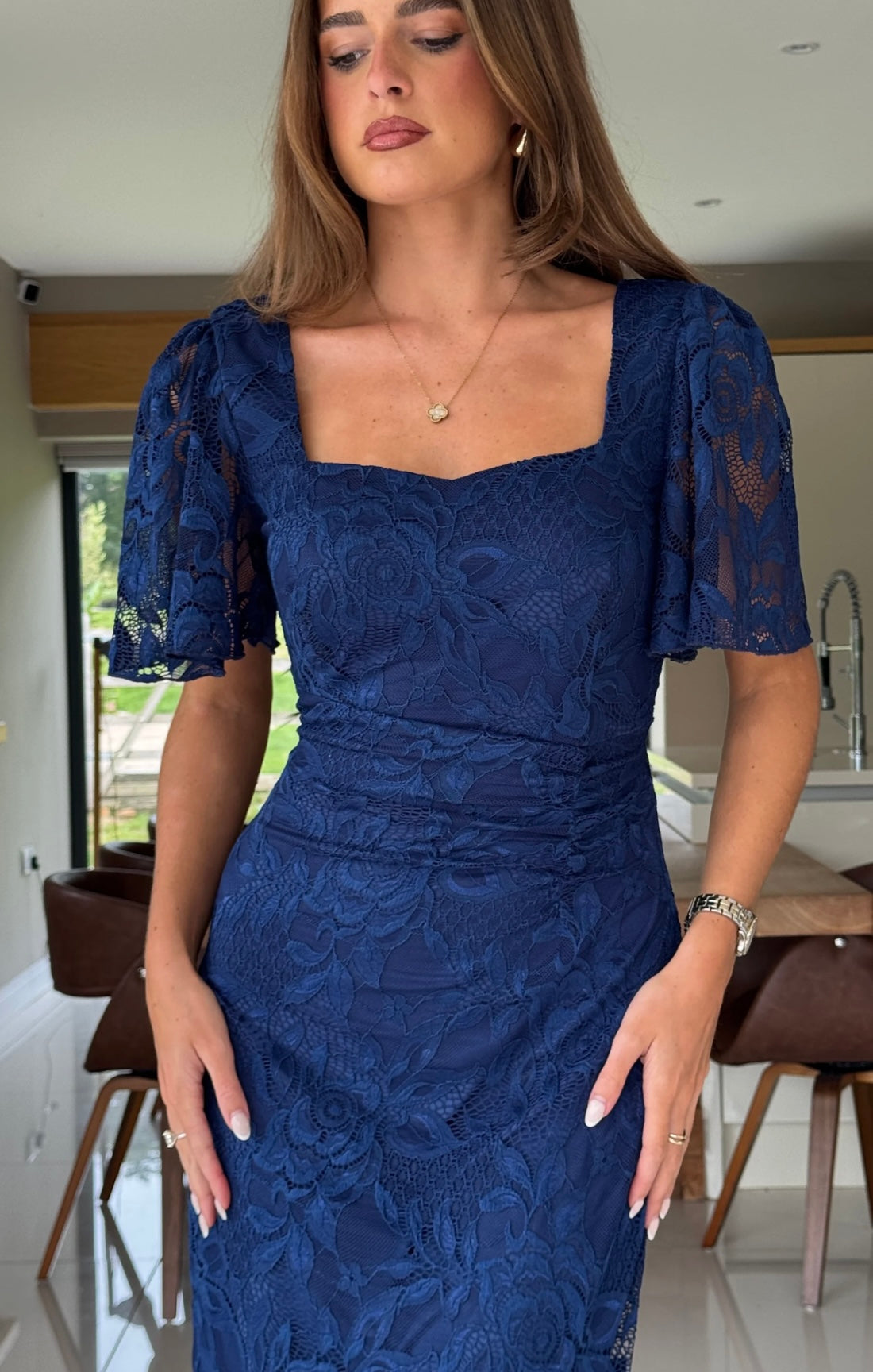 Heidi Dress In Navy Lace
