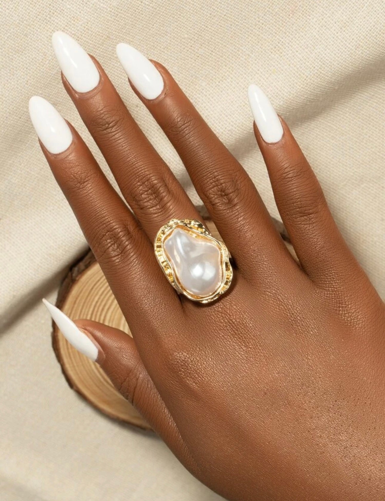Large Gold Pearl Ring
