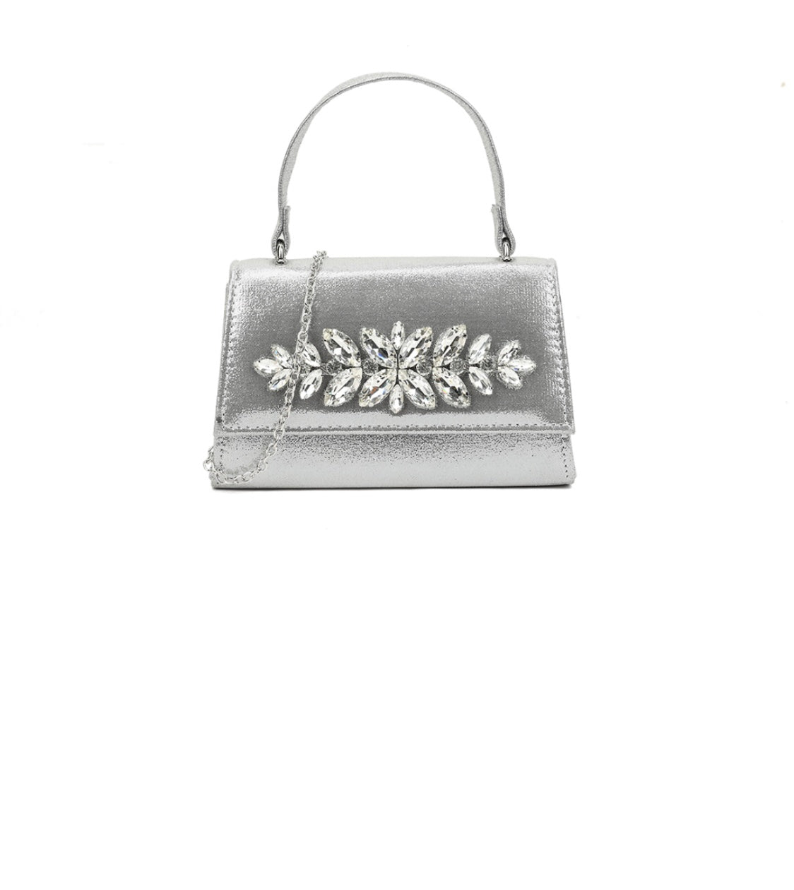 Silver Jewel Embellished Handbag