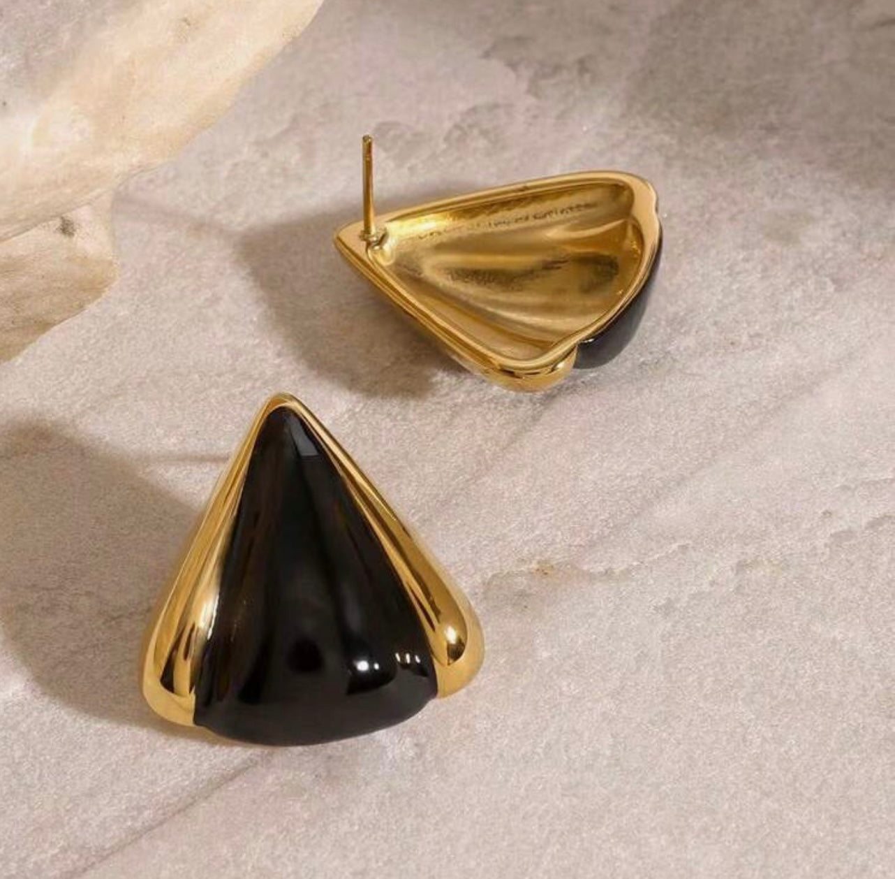 Black & Gold Trapeze Earrings