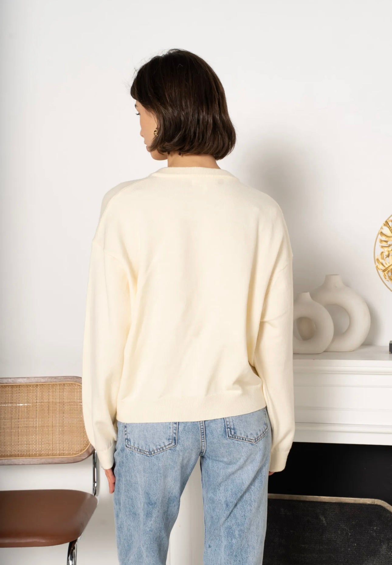 Natasha Cream Heart Appliqué Detail Cardigan