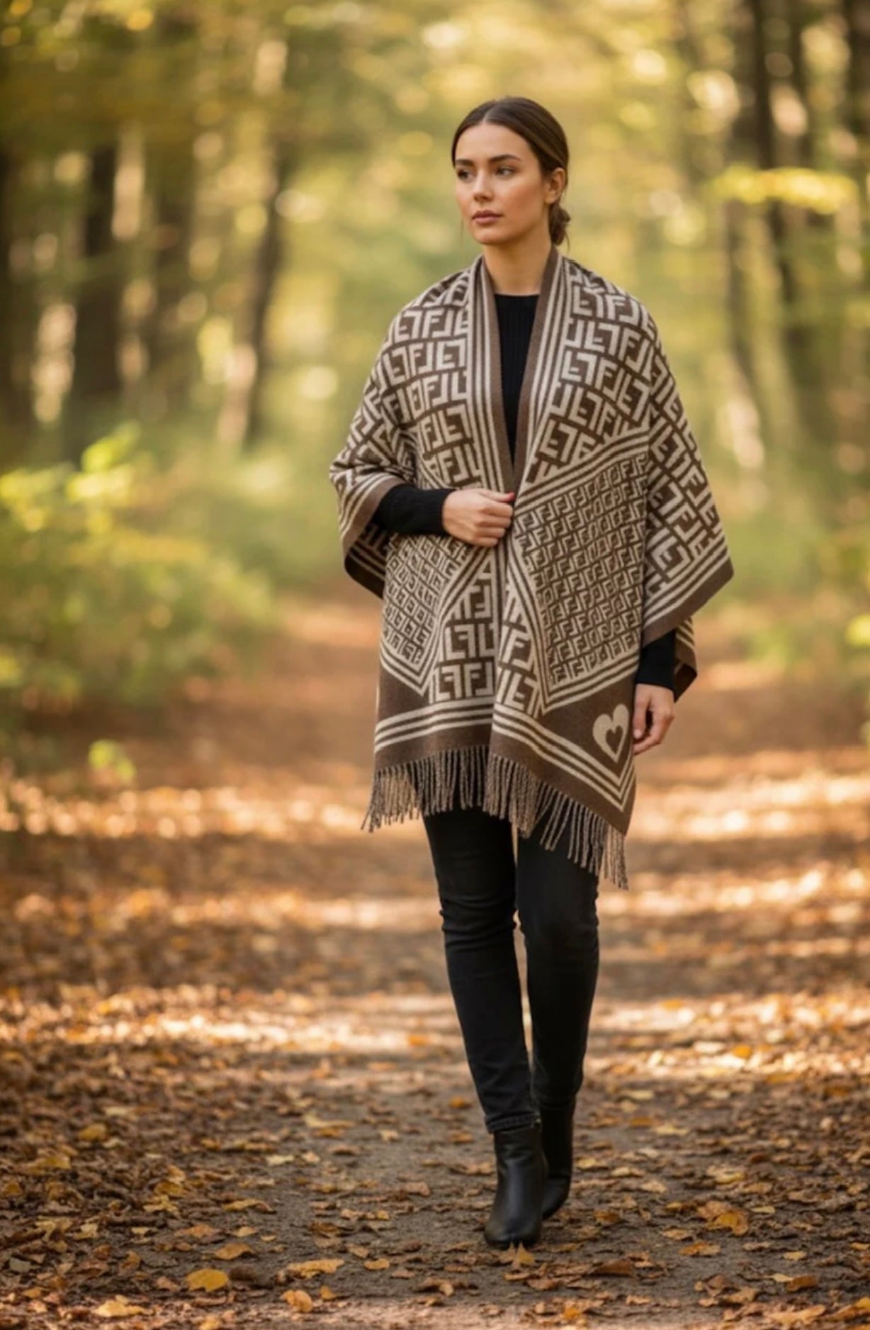 Taupe Monogram Print Scarf