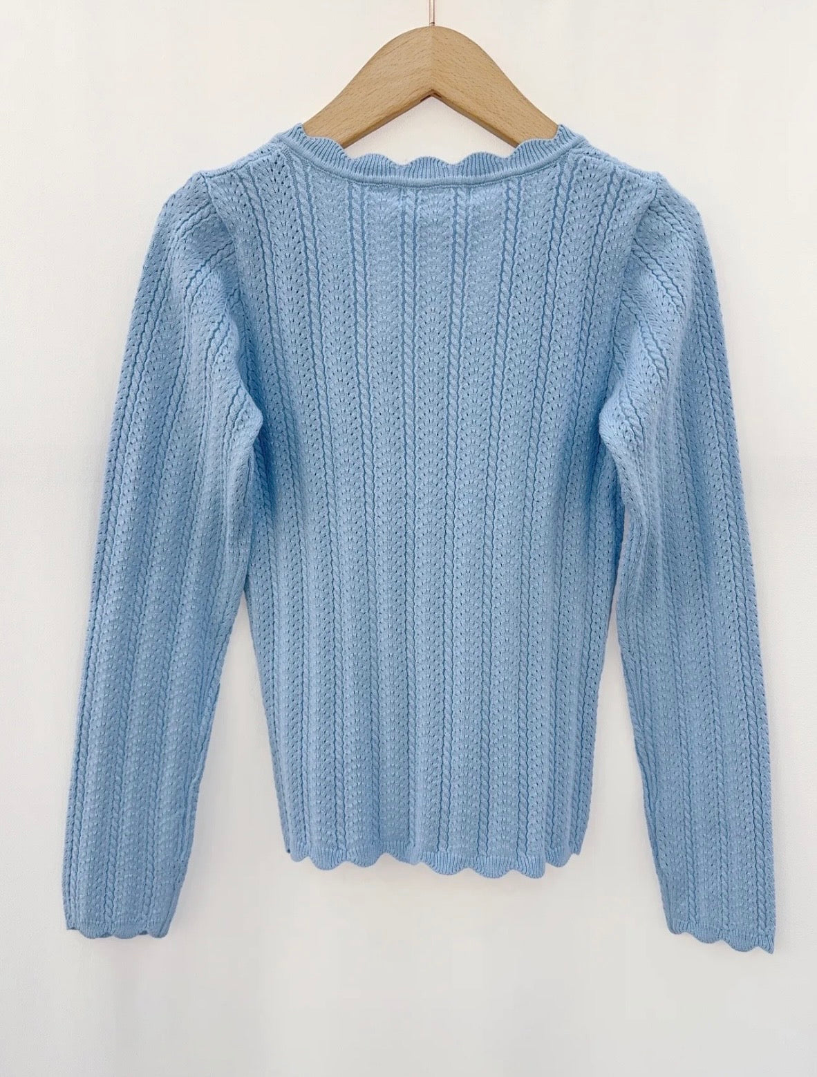 Bella Blue Scallop Fine Knit Top