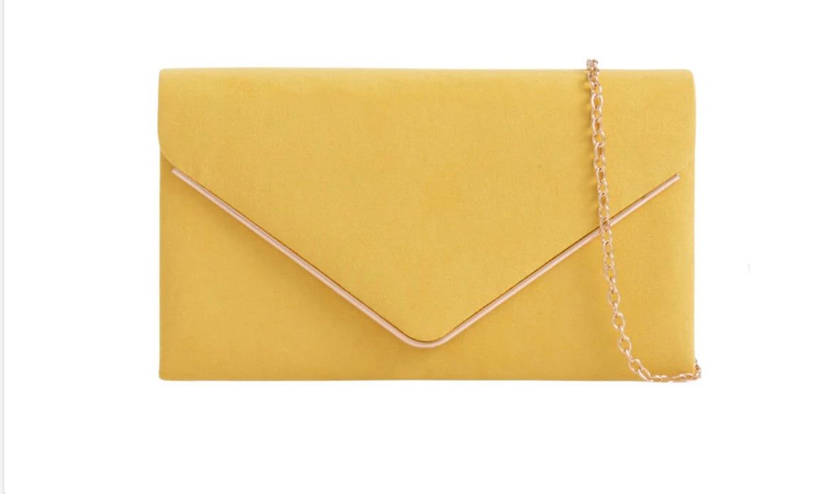 Yellow Velvet Clutch Bag