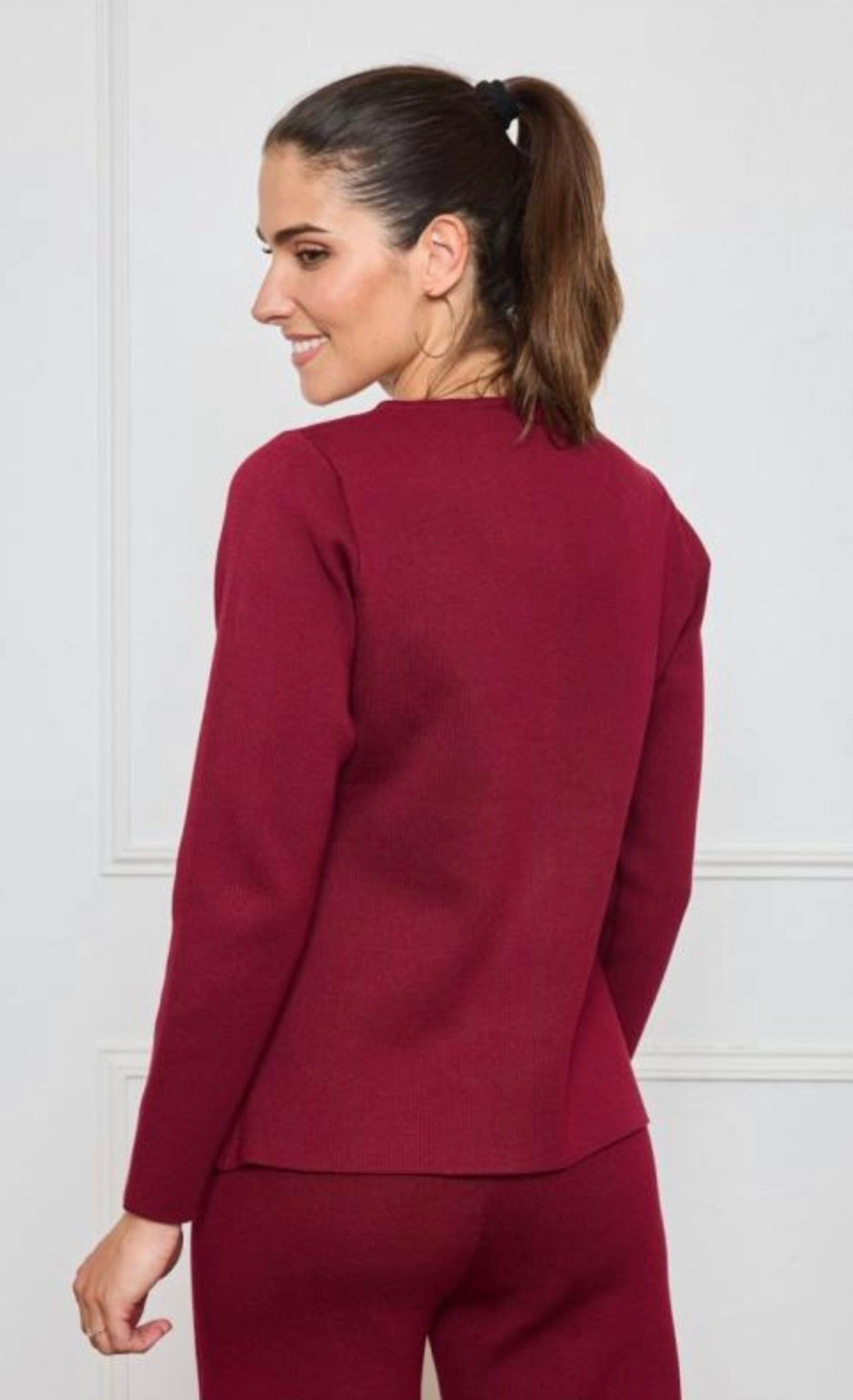 Burgundy Peplum Cardigan Top