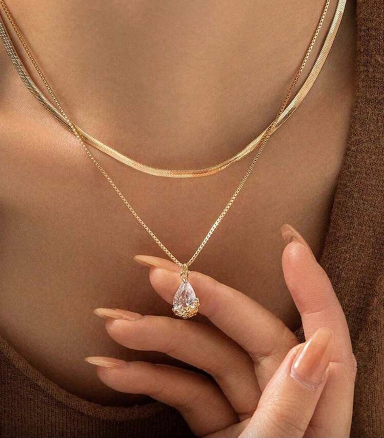2 Tier Gold Pendant Necklace