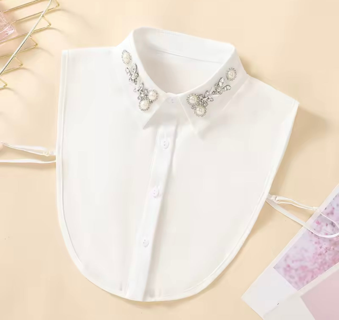 #1 Pearl Diamanté False Collar