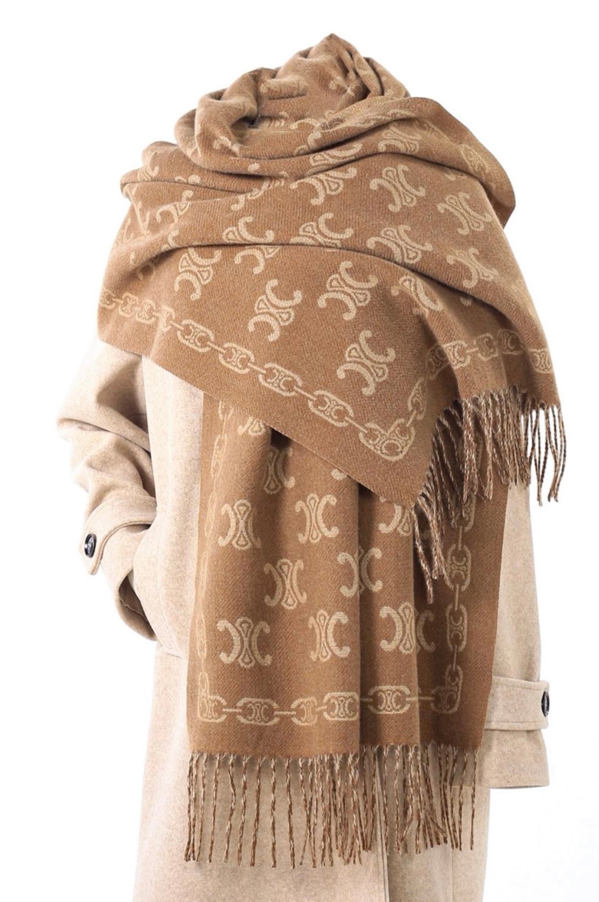 Caramel & Beige Luxury Scarf