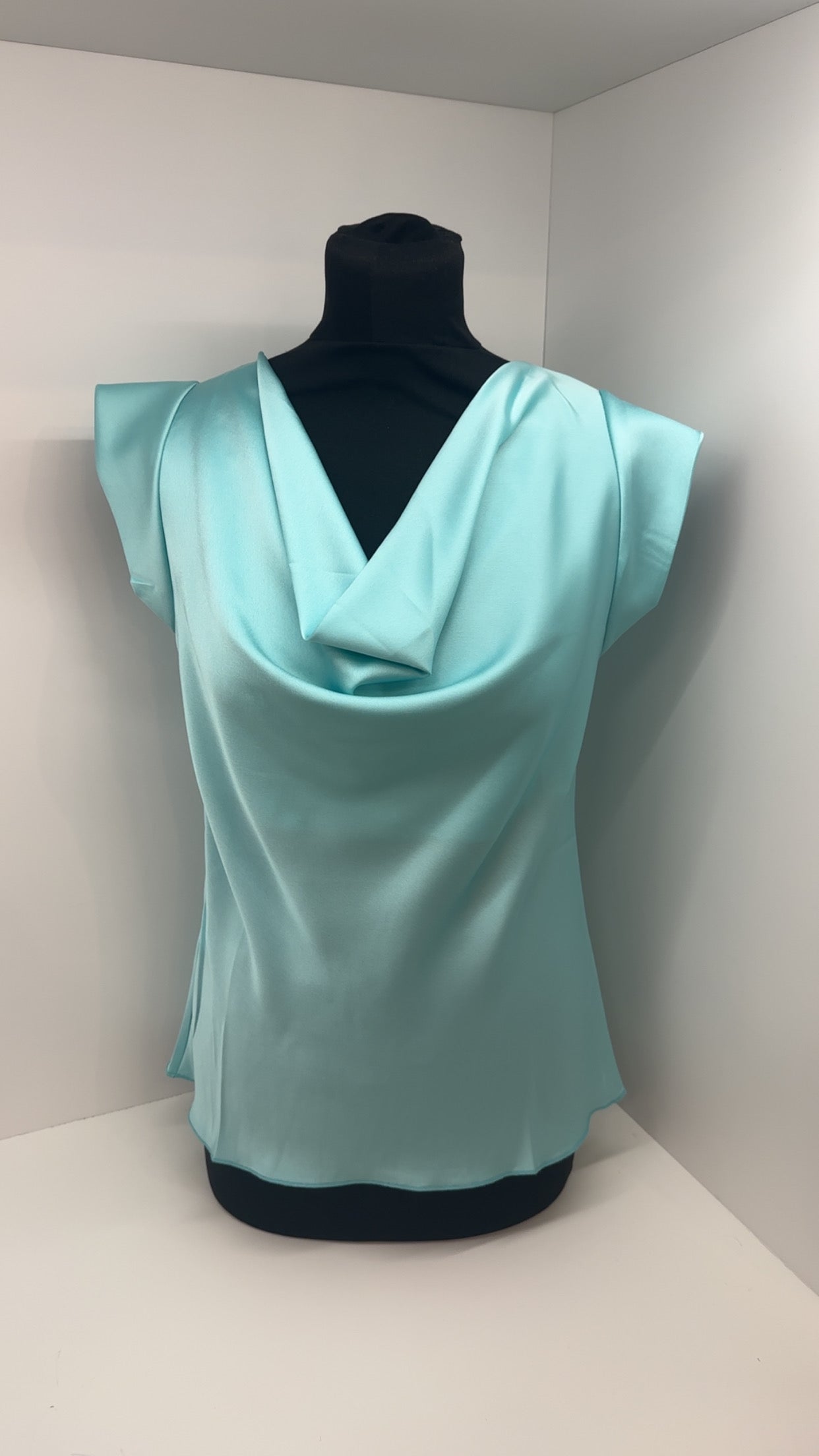 Kerrie Mint Satin Cowl Neck Top