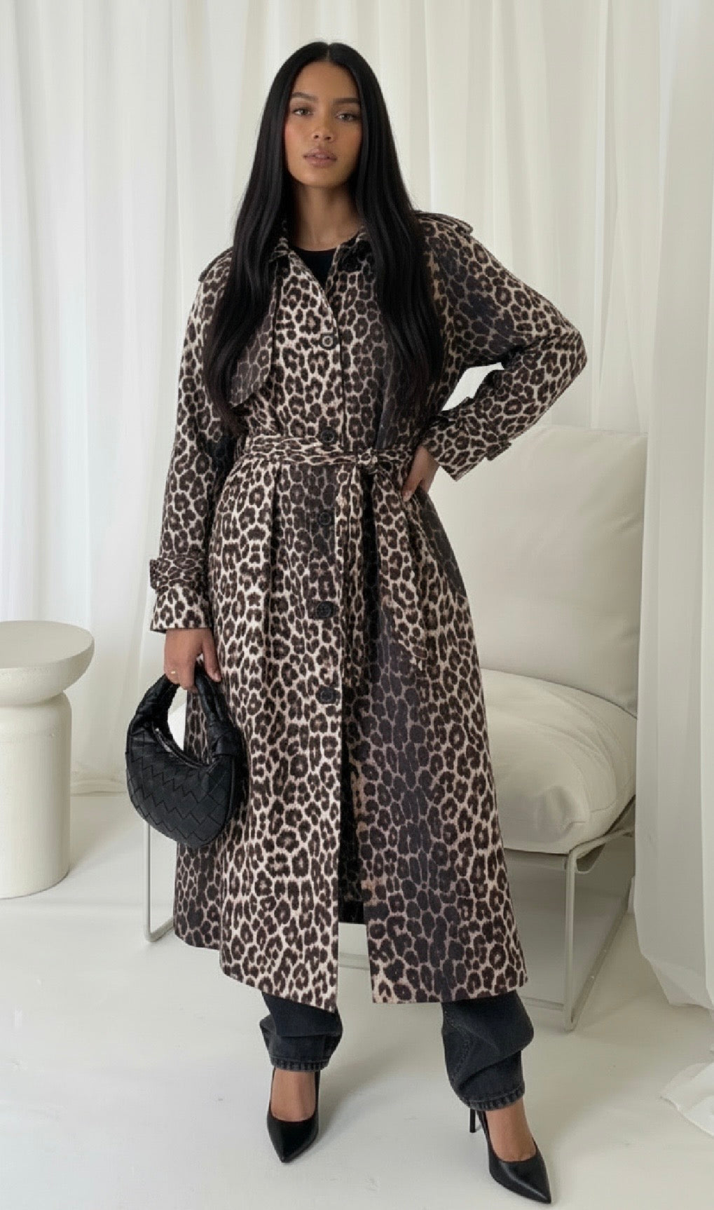 Cream Leopard Double Breasted OverCoat