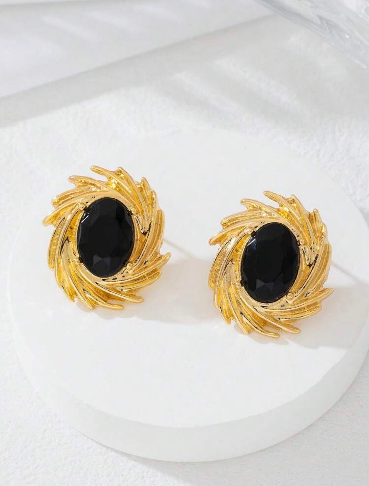 Gold & Black Jagged Earrings