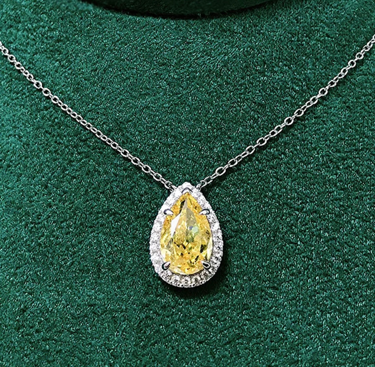 Silver Chain With Canary Yellow Pendant